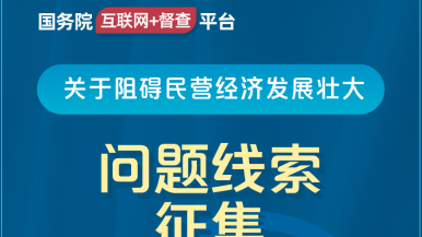 肉丝美女鸡巴视频国务院“互联网+督查”平台公开征集阻碍民营经济发展壮大问题线索